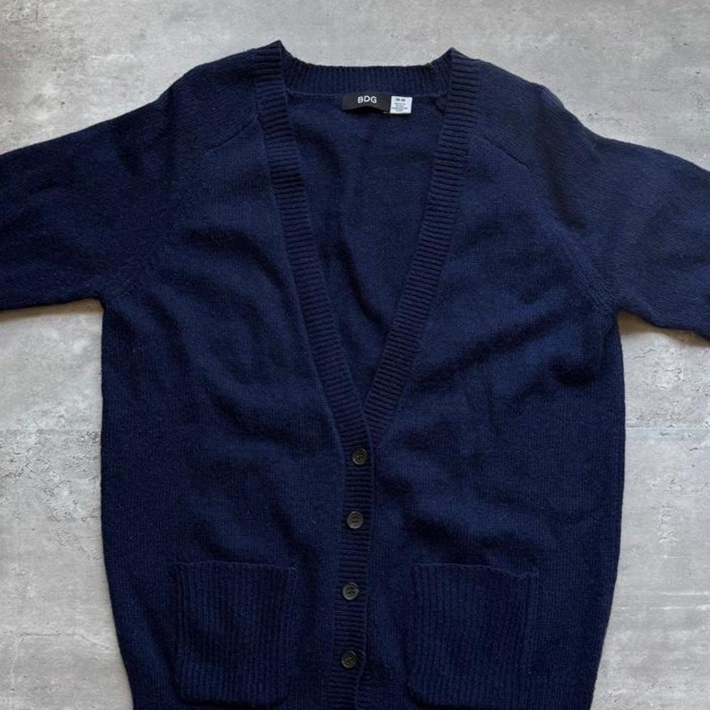 BDG Urban Outfitters Navy Blue V-Neck Button Cardigan Sweater Womens Medium